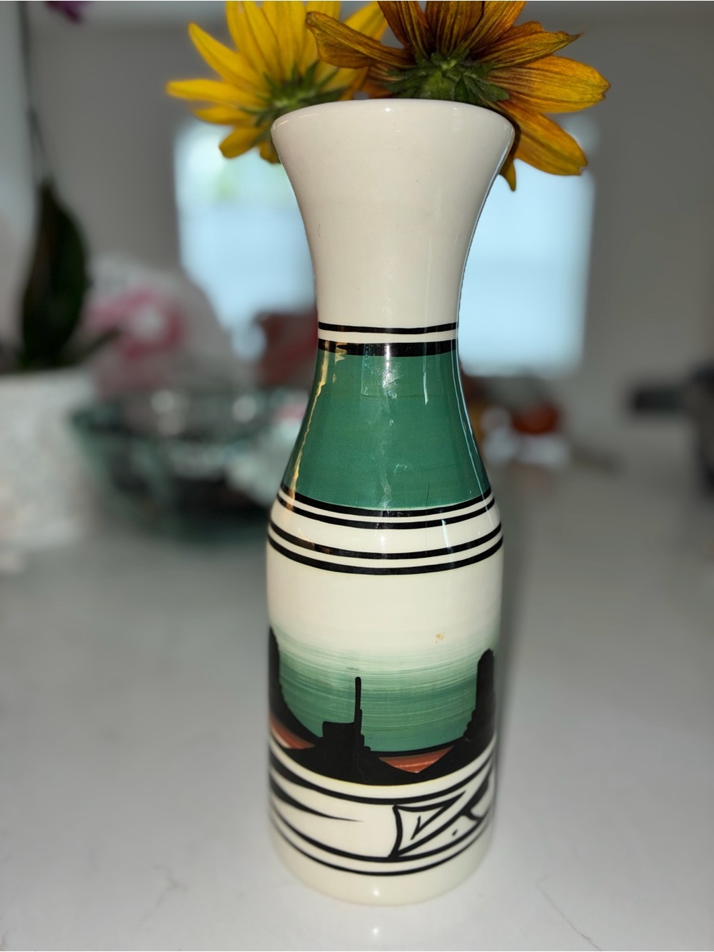 Vintage Signed Yanito Navajo Studio Pottery Vase Hand Painted Southwestern Art